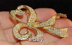 Bewitching Christian Dior Signed Vintage Ribbon Brooch Rhinestone Encrusted