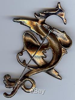 Big Fabulous 1940's Vintage Rhinestone Phoenix Fantasy Bird Pin Brooch