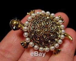 Big Vintage Mixed Turtle Brooch Pin Jewelry Lot Jj Ab Rs Pronged Enamel Juliana