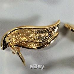Boucher Demi-Parure Brooch Clip Earrings Cabochon Stone Rhinestone Gold Tone VTG