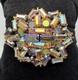 Brooch Pin Vintage Austria Star AB Rhinestone Dark Rainbow 1960s 2 Wide x 1.5L