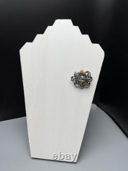 Brooch Pin Vintage Austria Star AB Rhinestone Dark Rainbow 1960s 2 Wide x 1.5L