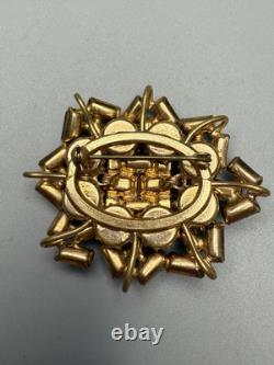 Brooch Pin Vintage Austria Star AB Rhinestone Dark Rainbow 1960s 2 Wide x 1.5L