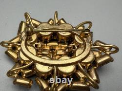 Brooch Pin Vintage Austria Star AB Rhinestone Dark Rainbow 1960s 2 Wide x 1.5L