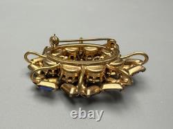 Brooch Pin Vintage Austria Star AB Rhinestone Dark Rainbow 1960s 2 Wide x 1.5L