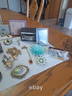 Brooches, Necklaces, Earrings and Bracelets Vintage Lot Some Signed 39 Pieces