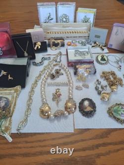 Brooches, Necklaces, Earrings and Bracelets Vintage Lot Some Signed 39 Pieces