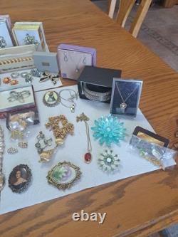 Brooches, Necklaces, Earrings and Bracelets Vintage Lot Some Signed 39 Pieces