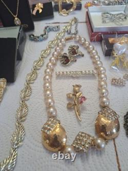 Brooches, Necklaces, Earrings and Bracelets Vintage Lot Some Signed 39 Pieces