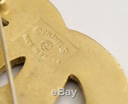 CHANEL CC Logo Rhinestone Brooch Gold Tone Pin Vintage Crystal v738