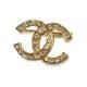 CHANEL Rhinestone Coco Mark Brooch Gold Accessories Vintage 90078994
