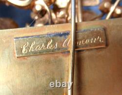 CHARLES ARMOUR Huge Rhinestone Flower Pot Vintage Pin Brooch RARE