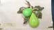 CINER Green Rhinestone & Enamel Pear Fruit Vintage Pin Brooch In Original Pouch