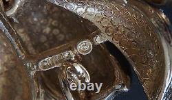 CINER Vintage Flower Pin Brooch Pendant Gold Tone Clear Rhinestone Signed