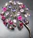 CIS or SCHREINER Pink Purple Rhinestone Dandelion Puff Vintage Pin Brooch