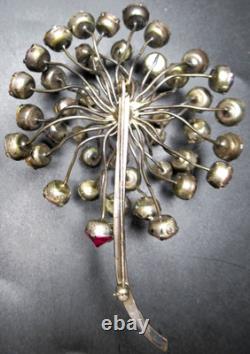 CIS or SCHREINER Pink Purple Rhinestone Dandelion Puff Vintage Pin Brooch