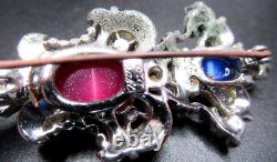 CORO CRAFT Crown & Sceptre Rhinestone Cabochon Vintage Pin Brooch