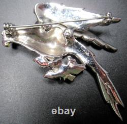 CORO Sparkling Ice Rhinestone Enamel Bird Early Vintage Pin Brooch