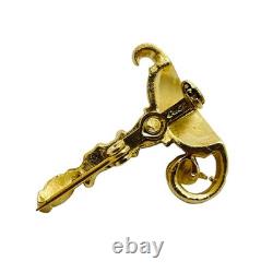 CORO signed vintage gold tone rhinestone small candle designer brooch