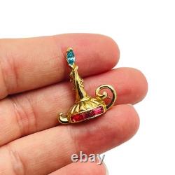 CORO signed vintage gold tone rhinestone small candle designer brooch