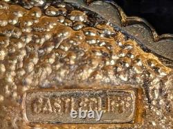 Castlecliff Signed Brooch Gold-Tone Pave Rhinestone Leaf Heart 3 Vintage