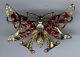Castlecliff Vintage Gold Wash Sterling Ruby Red Rhinestone Butterfly Pin Brooch