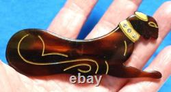 Celluloid Rhinestone Celluloid Jaguar Brooch Pin Vintage
