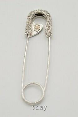 Christian Dior Signed Large Safety Pin Brooch Rhinestone Crystal Vintage BinB