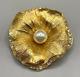 Christian Dior Vintage HTF Brooch Flower Imitation Pearl Rhinestone Gold-Tone