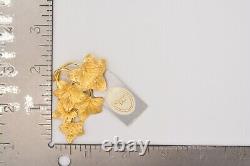Christian Dior Vintage Pin Brooch Leaf Leaves Brushed Gold Signed NOS 1980s BinJ