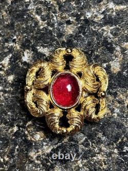 Christian Dior Vintage Rhinestone Highlighted Flower Brooch Victorian Style