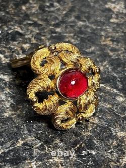 Christian Dior Vintage Rhinestone Highlighted Flower Brooch Victorian Style