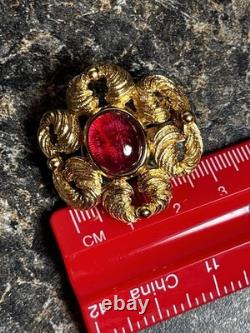 Christian Dior Vintage Rhinestone Highlighted Flower Brooch Victorian Style