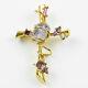 Christian Lacroix Paris Signed Pin Brooch Pendant Vintage Large Jeweled Cross