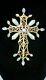 Christian Lacroix Paris Signed Vintage Gold Tone Jeweled Cross Pin Brooch