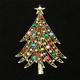 Christmas Tree Pin Vintage Multi-Color Rhinestones Hollycraft Xmas Brooch
