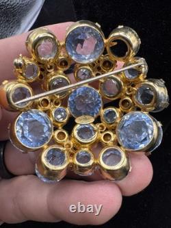 Colorful Vintage Signed Schreiner NY Purple Blue Brooch Pendant