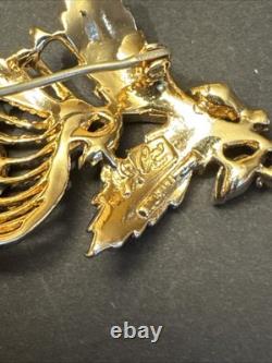 Coro Brooch Pin Flower Blue Crystals A Katz Vintage 1949 Singed Gold Plated