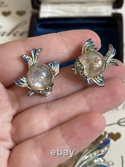 Coro Craft brooch & earrings Angel Fish Jelly Belly Vintage 1942s D133470 A. Katz