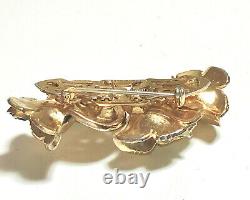 Coro Duette Pin/Brooch, Green & Clear Rhinestones Gold Tone, Vintage 1940's