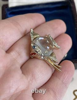 Coro brooch & earrings 2 ps set angel fish jelly belly Lucite Vintage 1940s Rare