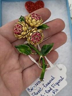 Corocraft brooch Vintage 1950s Multi Enamel Bouquet Flowers Pin Rare