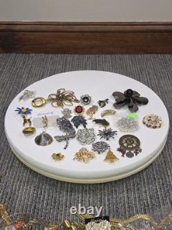 Costume Jewelry Brooch Pin Lot 1.22 lbs Mixed Assortment Vintage Rhinestone