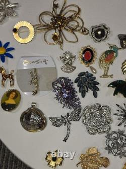 Costume Jewelry Brooch Pin Lot 1.22 lbs Mixed Assortment Vintage Rhinestone