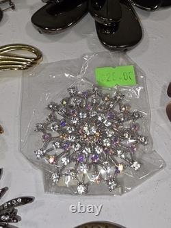 Costume Jewelry Brooch Pin Lot 1.22 lbs Mixed Assortment Vintage Rhinestone