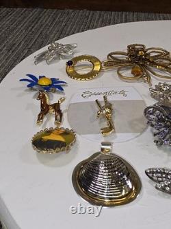 Costume Jewelry Brooch Pin Lot 1.22 lbs Mixed Assortment Vintage Rhinestone