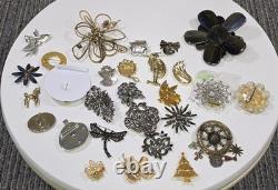 Costume Jewelry Brooch Pin Lot 1.22 lbs Mixed Assortment Vintage Rhinestone