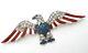 Crown Trifari Eagle Brooch Patiotic Red White & Blue Enamel Rhinestones Vintage