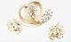 Crown Trifari Vintage Demi-parure Rhinestone Glass Gold Pin Brooch Earrings Set