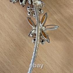 D&E Juliana Shades of Autumn Topaz Skinny Navette 5 Sunflower Brooch VTG Boho